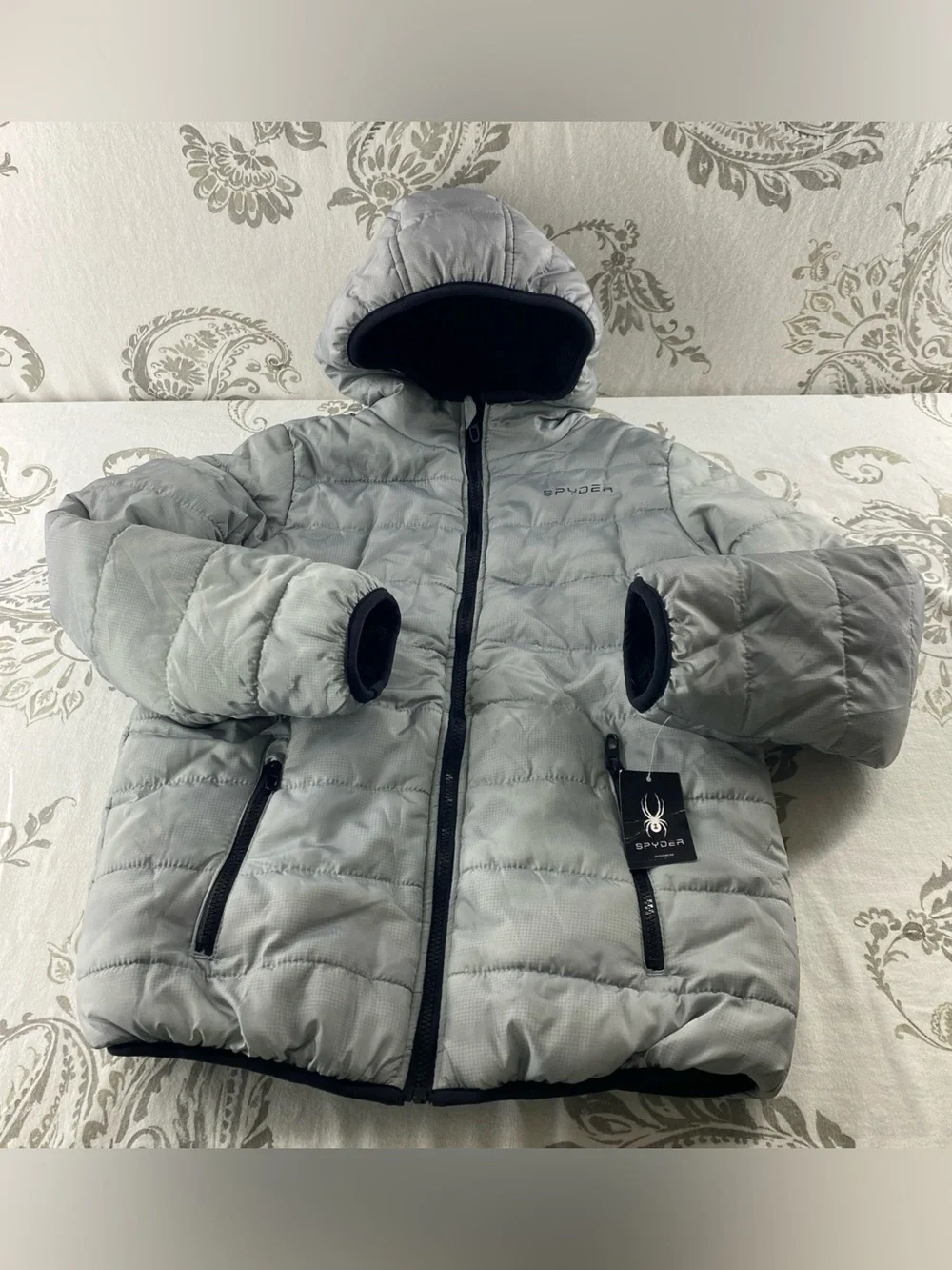 NWT Spyder Youth Puffer coat Full Zip Lined fleece L14/16